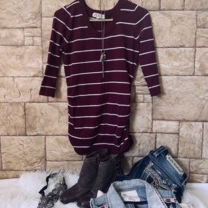 Buckle Striped Burgundy Top